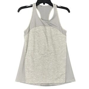 Second Skin Racerback Tank Top Grey Space Dye Mesh Activewear S Womens